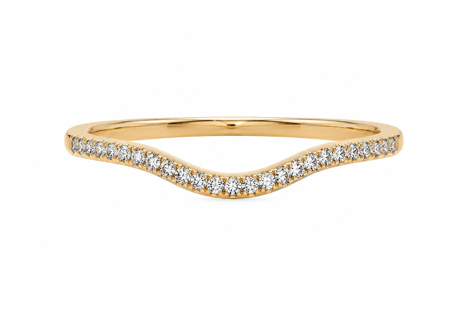 14K Yellow Gold 0.21ctw Round Lab Grown Curved Diamond Wedding Band