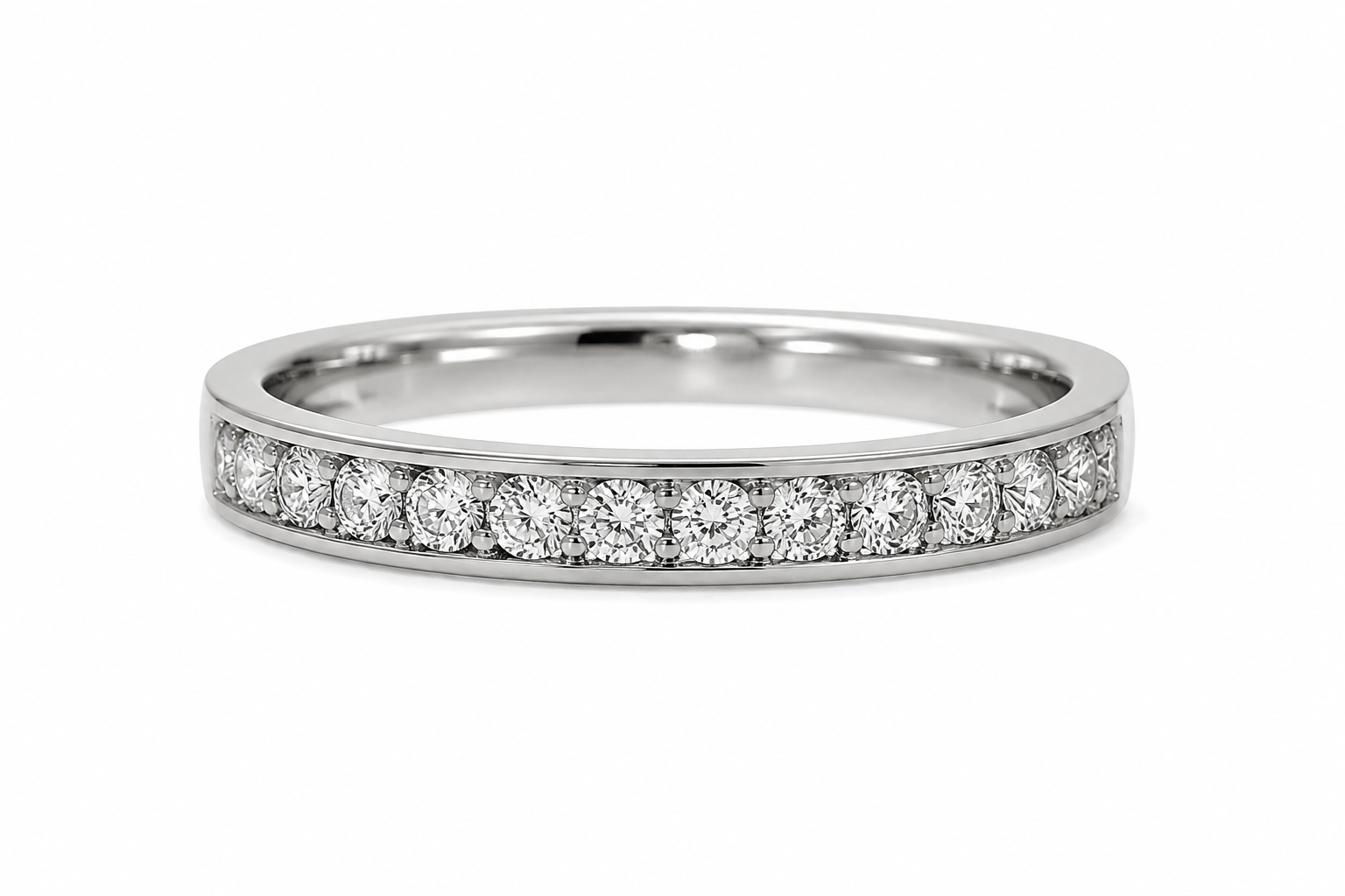 14K White Gold 0.25ctw Round Lab Grown Channel Set Diamond Women's Wedding Band