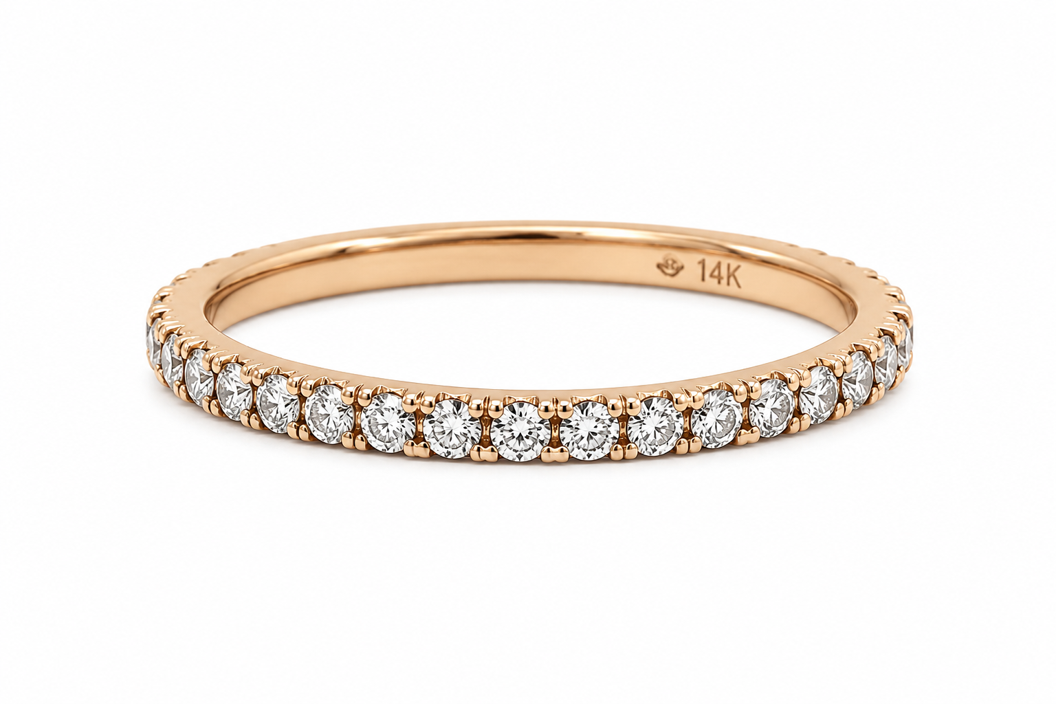 14K Rose Gold 0.40ctw Round Lab Grown Pave Diamond Women's Wedding Band