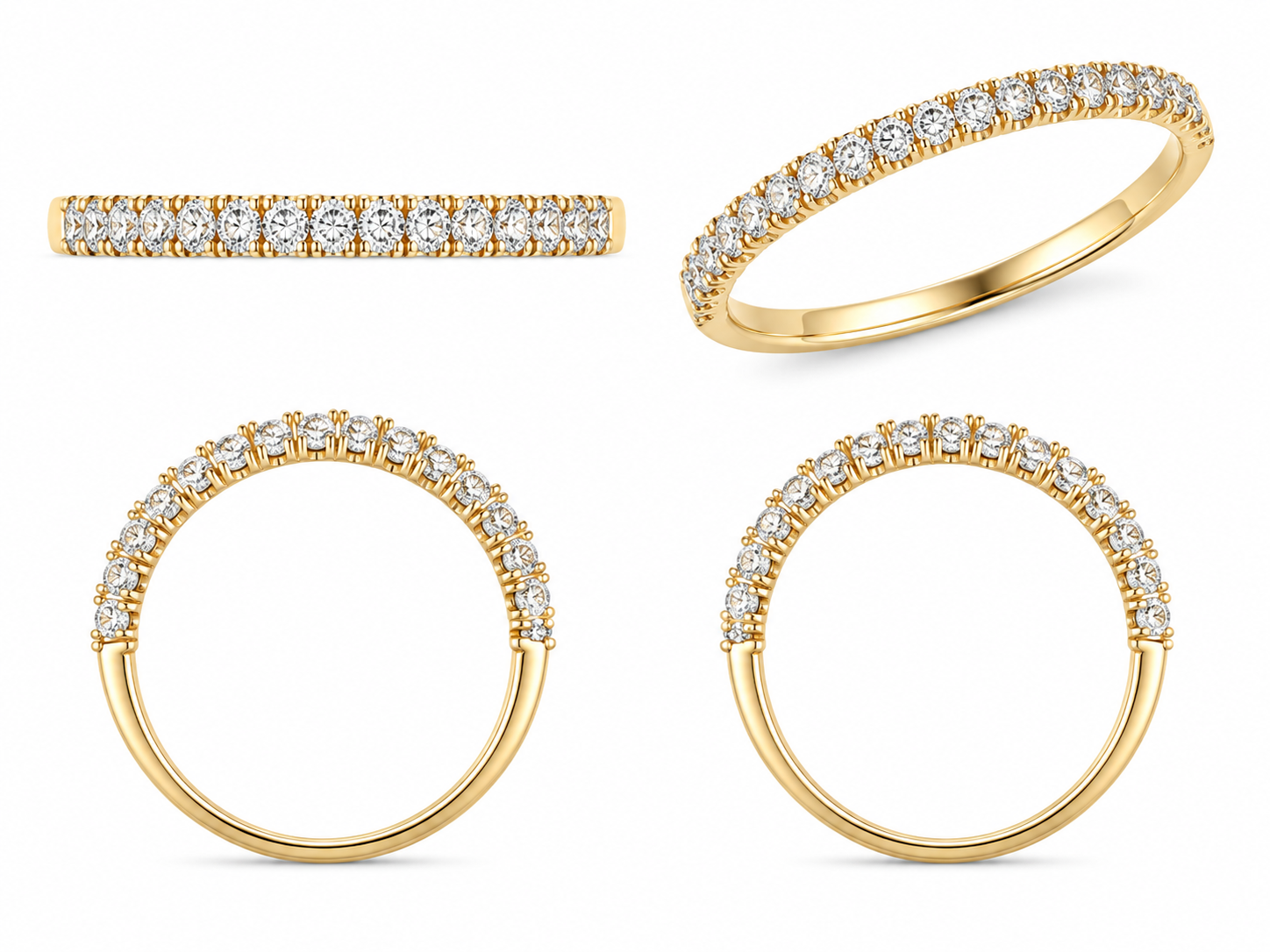 14K Yellow Gold 0.48ctw Round Lab Grown Half Anniversary Diamond Women's Wedding Band