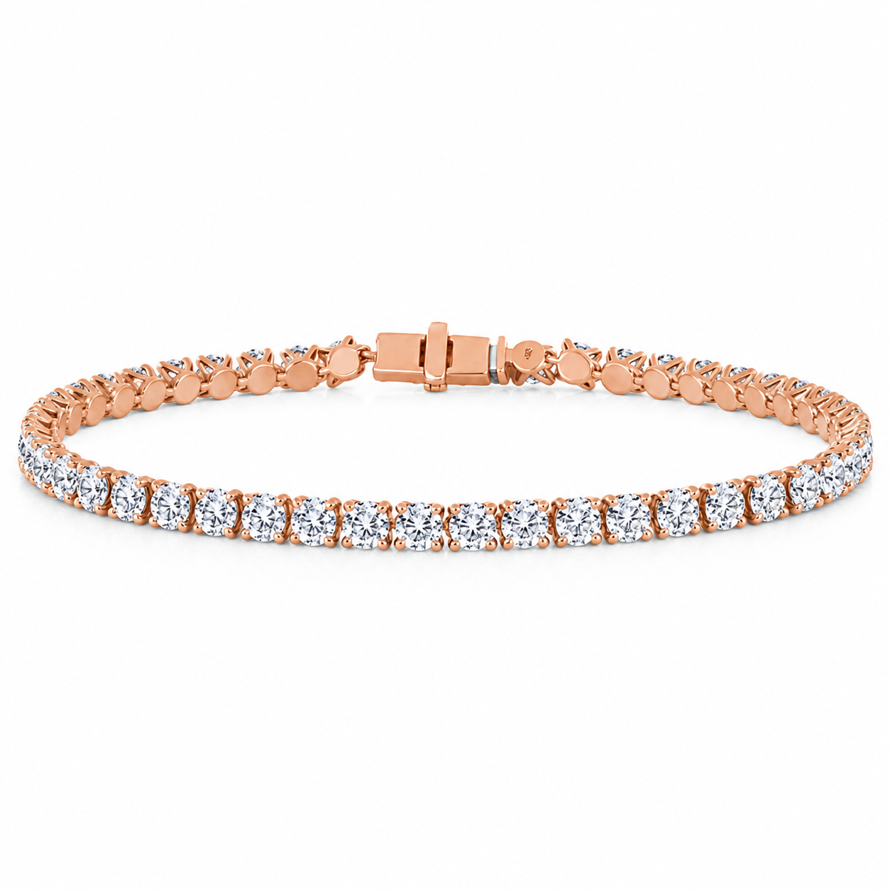 Tennis 10K Rose Gold Round 3.56, Lab Grown, Diamond, Bracelet