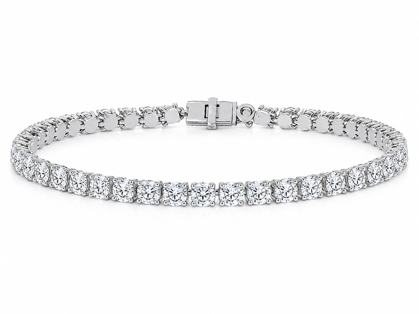 Tennis 14K White Gold Round 3.56, Lab Grown, Diamond, Bracelet
