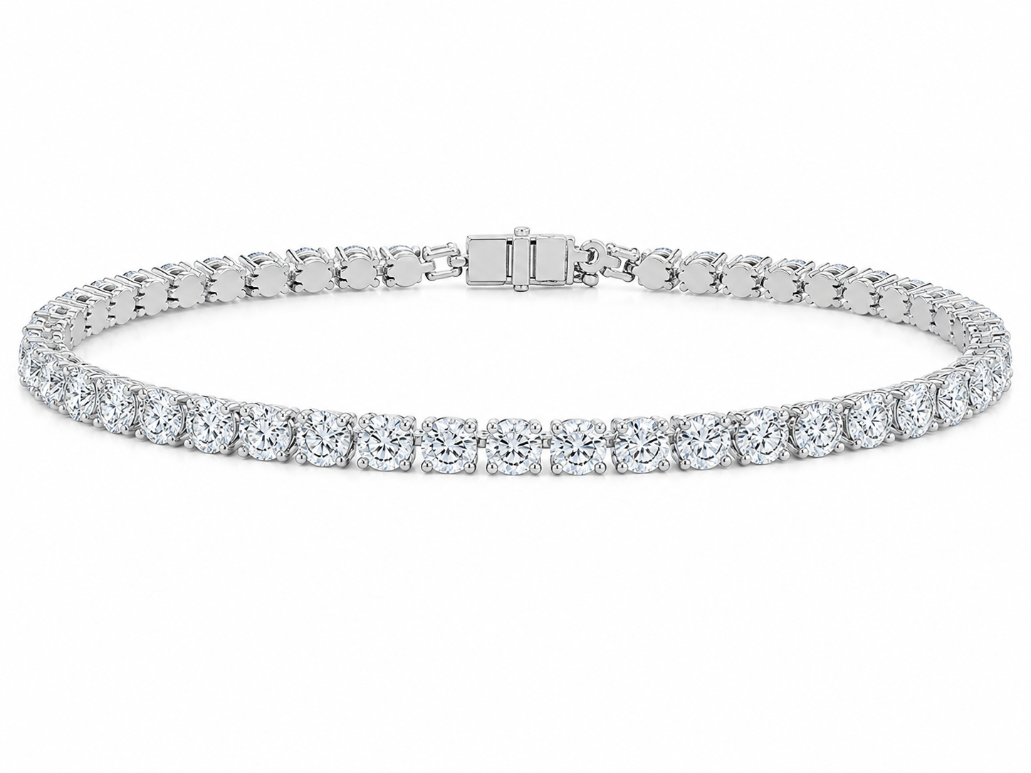 Tennis 14K White Gold Round 5.00, Lab Grown, Diamond, Bracelet