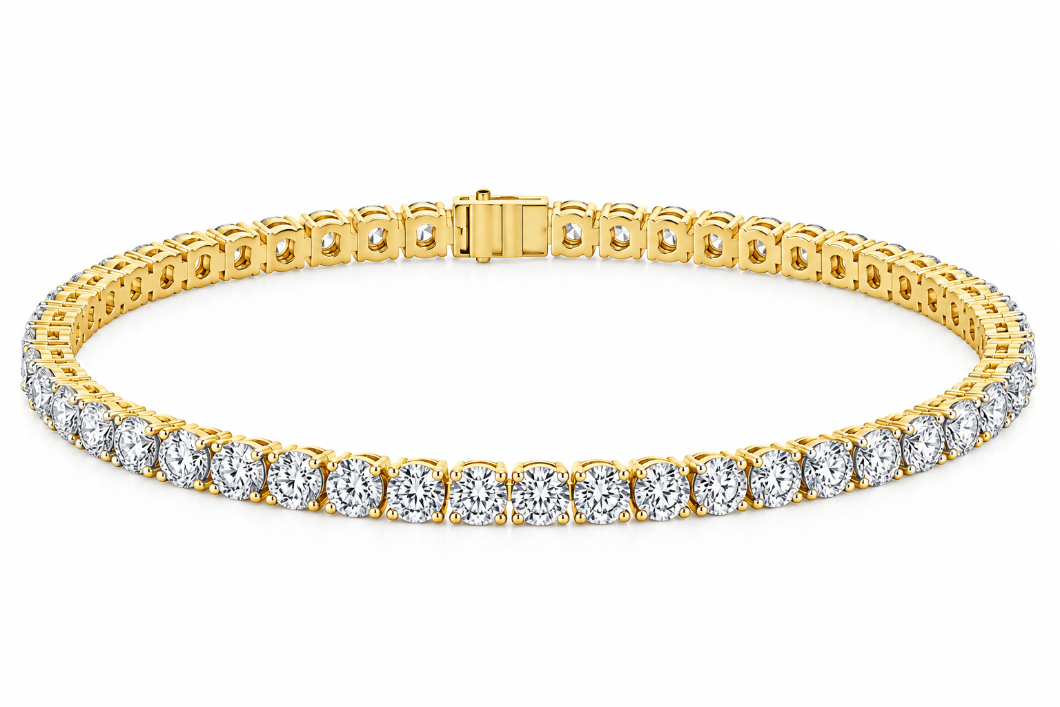 Tennis 14K Yellow Gold Round 5.00, Lab Grown, Diamond, Bracelet