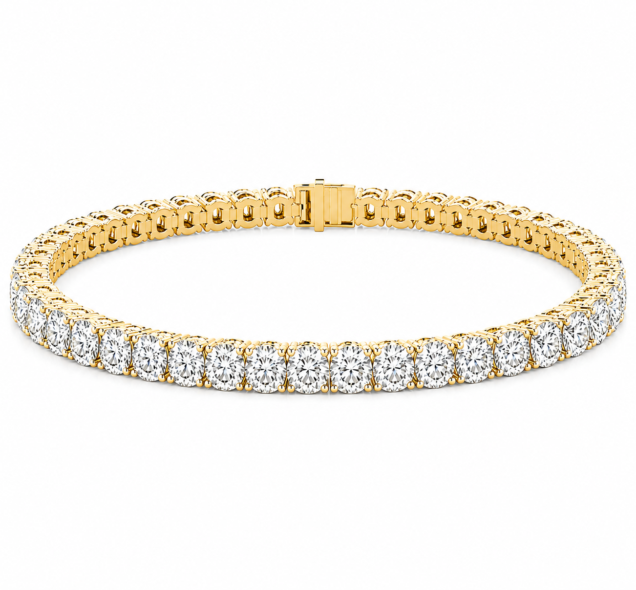 Tennis 14K Yellow Gold Round 10.00, Lab Grown, Diamond, Bracelet