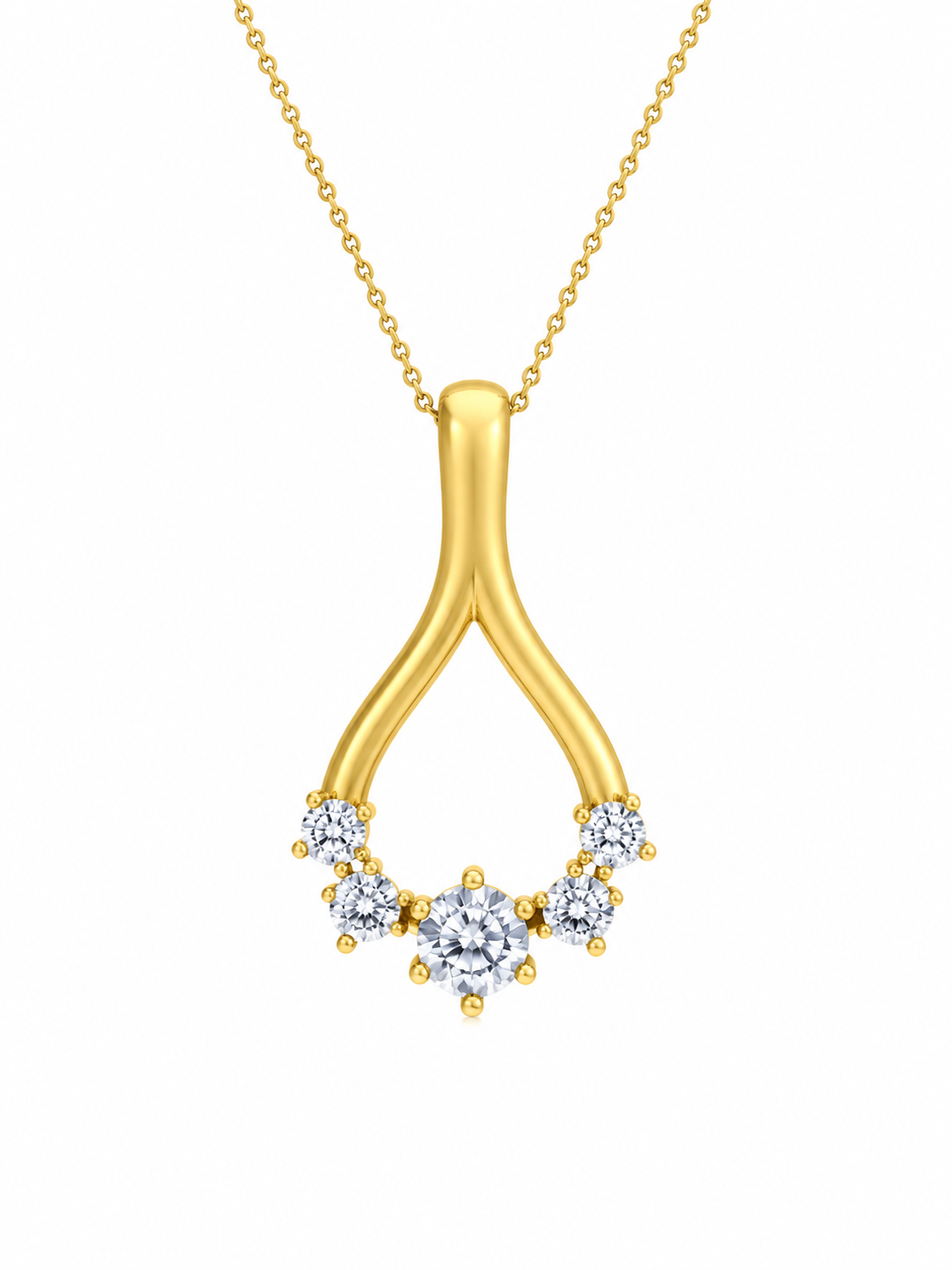 Drop 10K Yellow Gold Round, Lab Grown, Diamond, Pendant