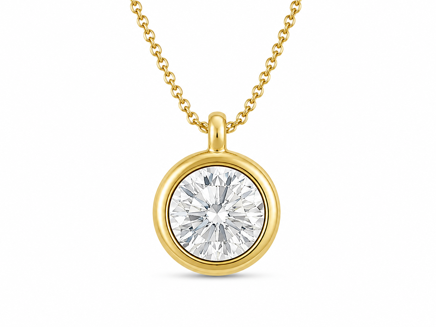 Solitaire 10K Yellow Gold Round, Lab Grown, Diamond, Pendant