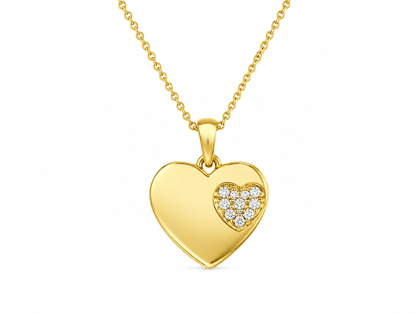Heart 10K Yellow Gold Round, Lab Grown, Diamond, Pendant