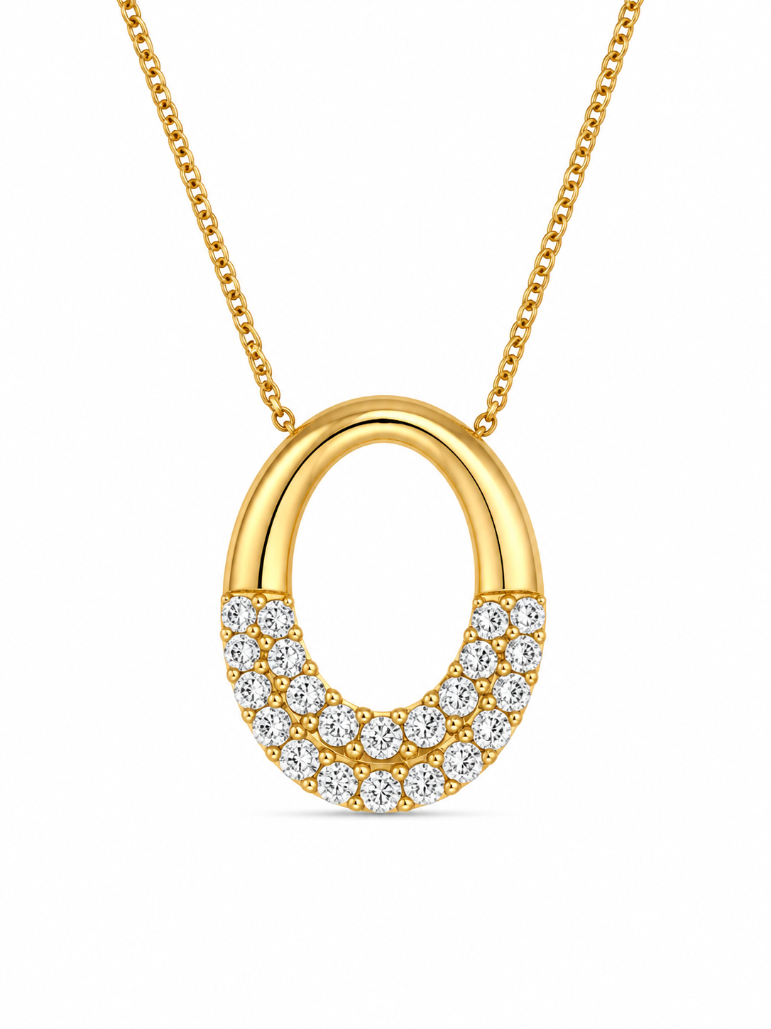 Drop 10K Yellow Gold Round, Lab Grown, Diamond, Pendant