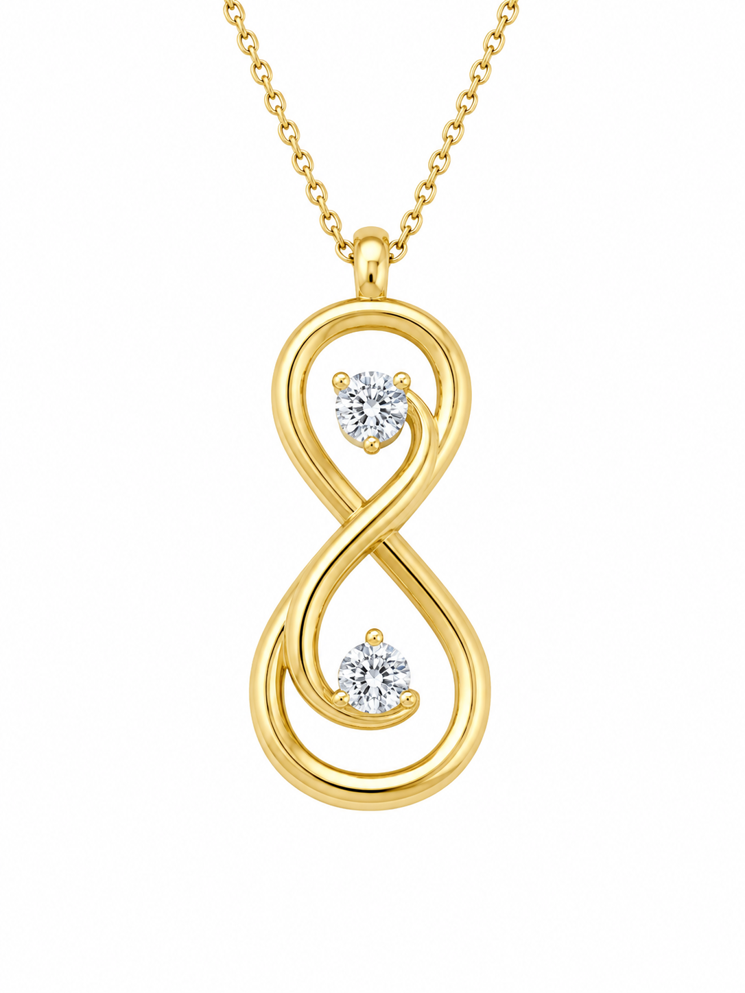 Free Form 10K Yellow Gold Round, Lab Grown, Diamond, Pendant