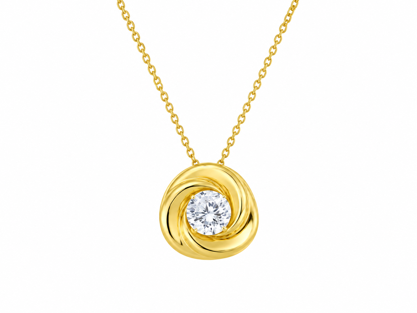 Solitaire 10K Yellow Gold Round, Lab Grown, Diamond, Pendant