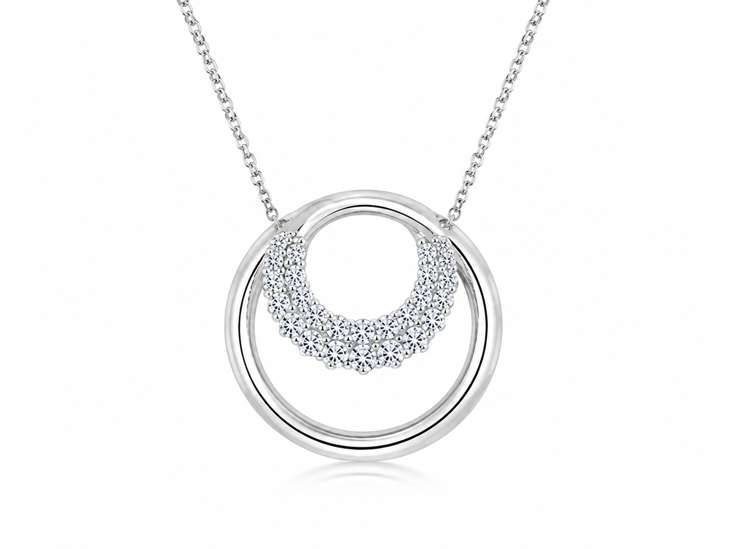 Earth 10K White Gold Round, Lab Grown, Diamond, Pendant