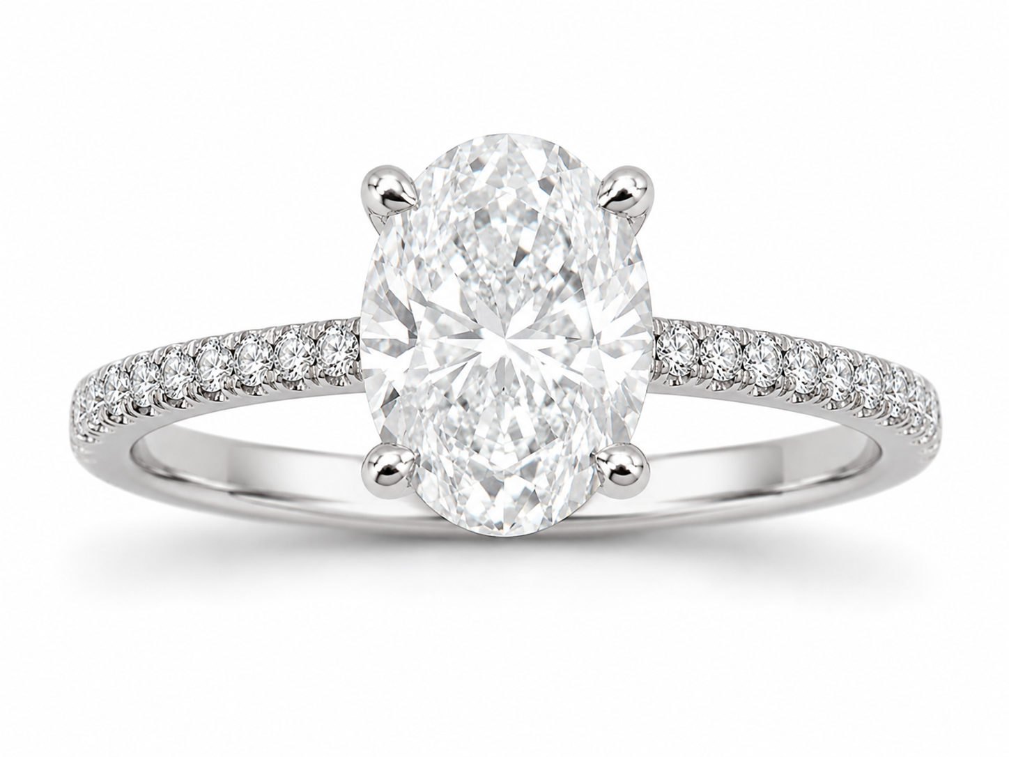 14K White Gold 2.04ctw Oval Lab Grown Pave Diamond Engagement Ring