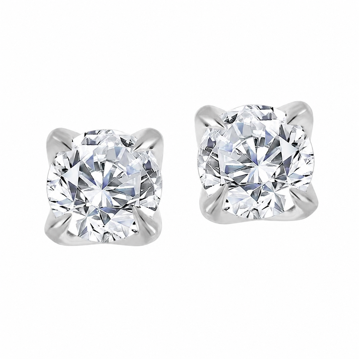 14K White Gold Round 0.50, Lab Grown, Diamond, Earrings