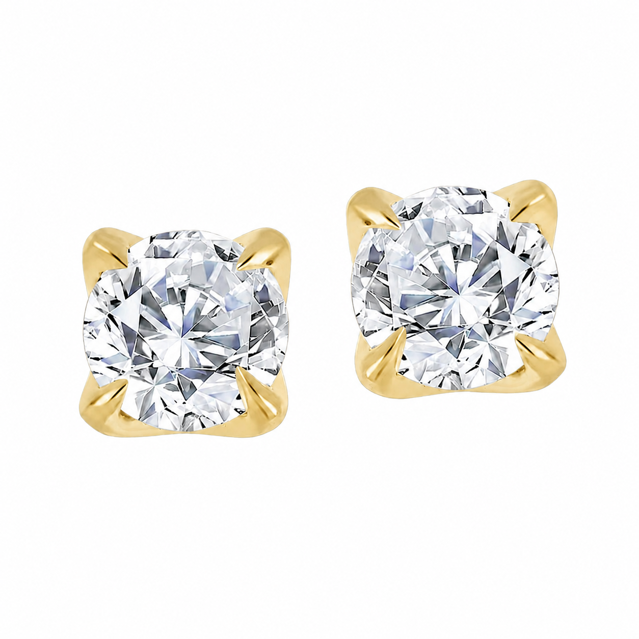 Stud 14K Yellow Gold Rose Cut 0.50, Lab Grown, Diamond, Earrings