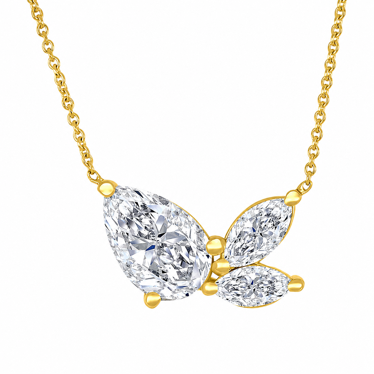 Flower 14K Yellow Gold Pear, Lab Grown, Diamond, Pendant