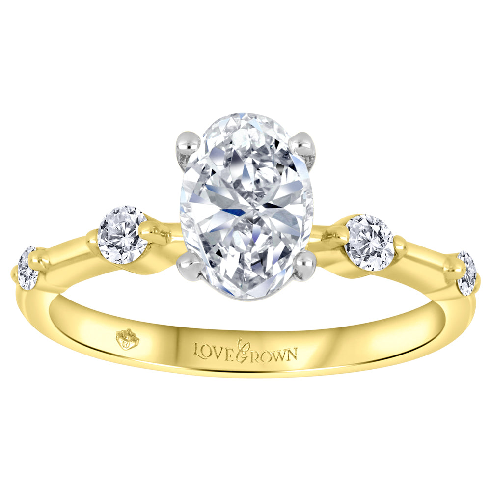 14K Yellow Gold 1.53ctw Oval Lab Grown Tiffany Diamond Engagement Ring