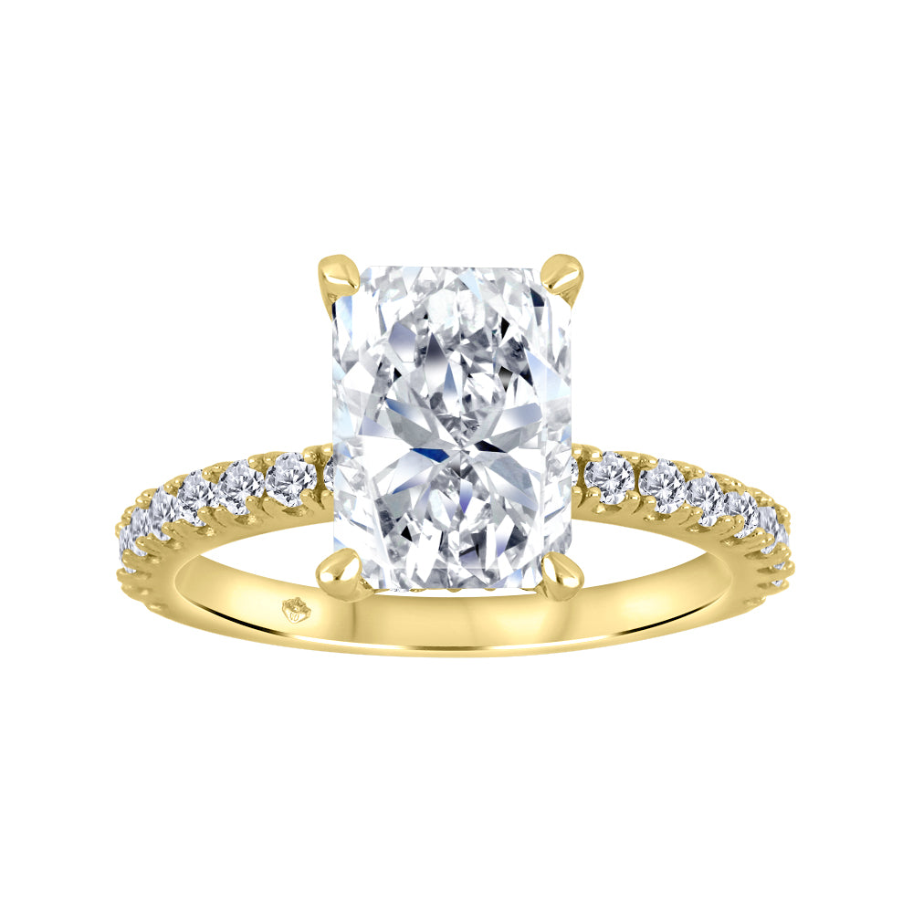 14K Yellow Gold 2.10ctw Radiant Lab Grown Pave Diamond Engagement Ring