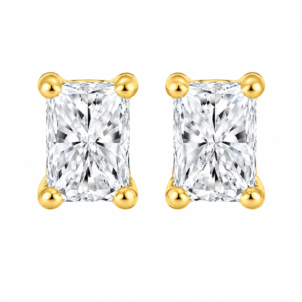 Stud 10K Yellow Gold , Lab Grown, Diamond, Earrings