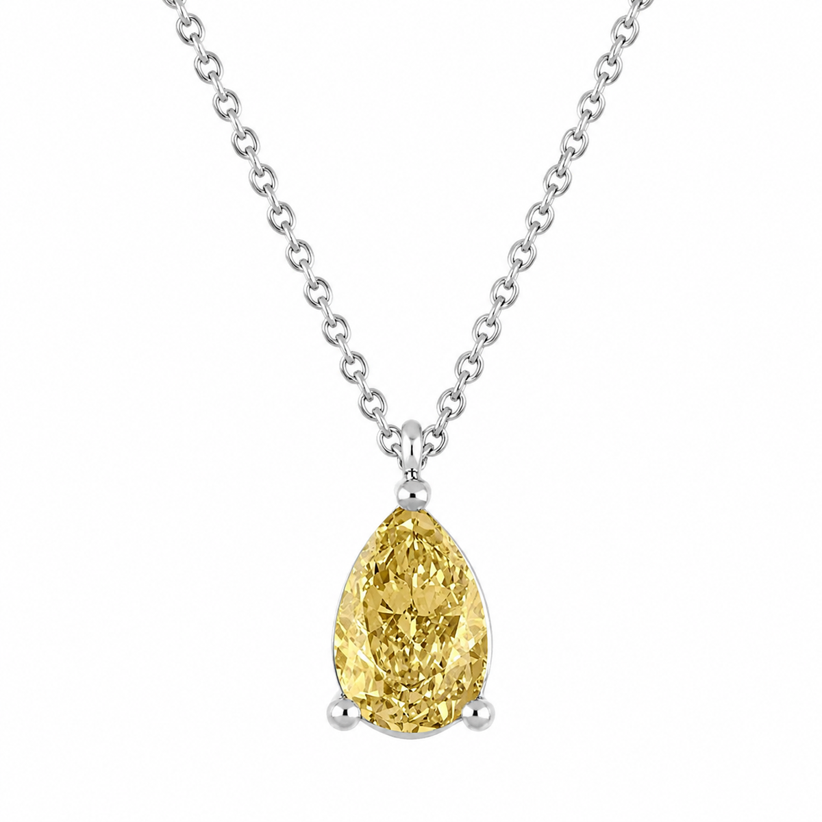 Coloured Stone 10K White Gold Pear, Lab Grown, Diamond, Pendant