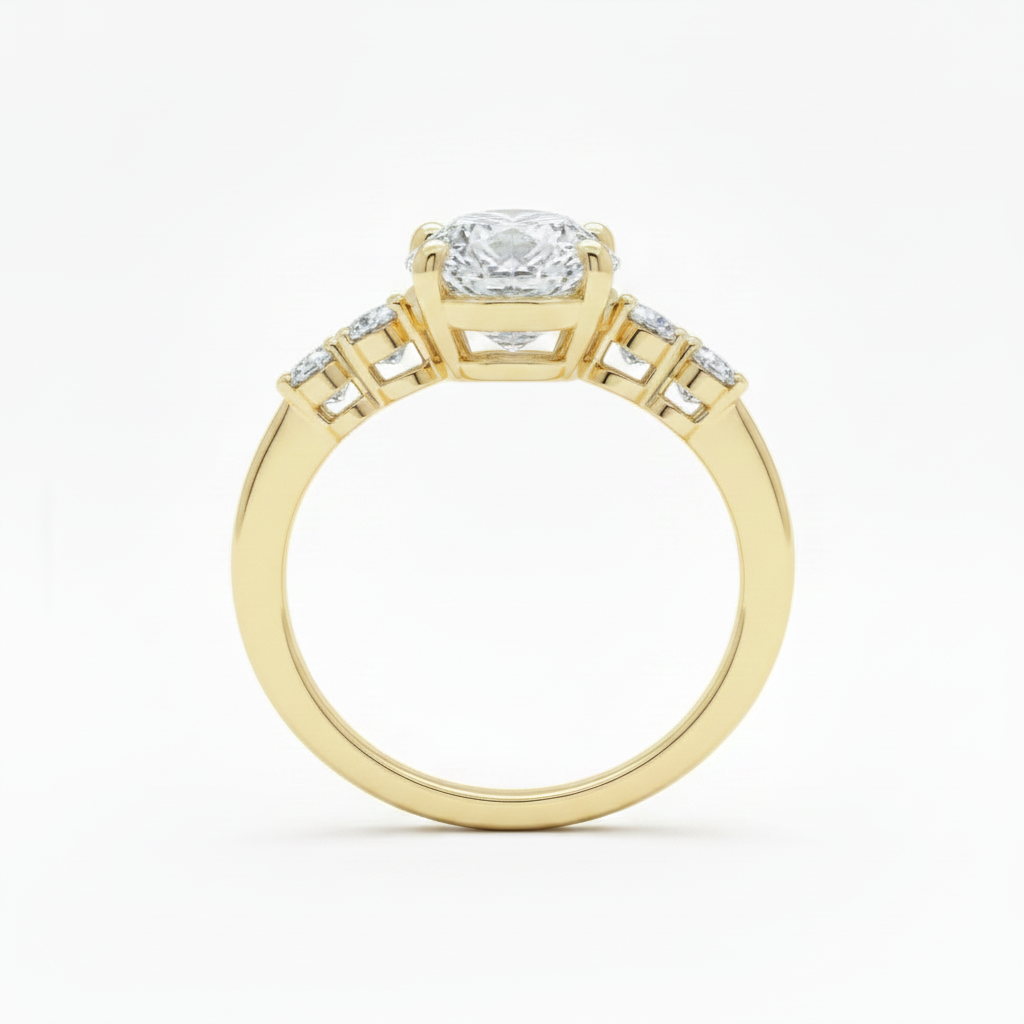 14K Yellow Gold 3.03ctw Oval Lab Grown Vintage Diamond Engagement Ring