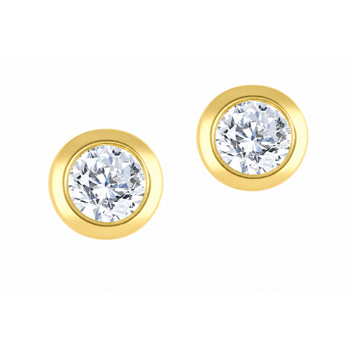 Button 10K Yellow Gold Round 0.15, Lab Grown, Diamond, Earrings