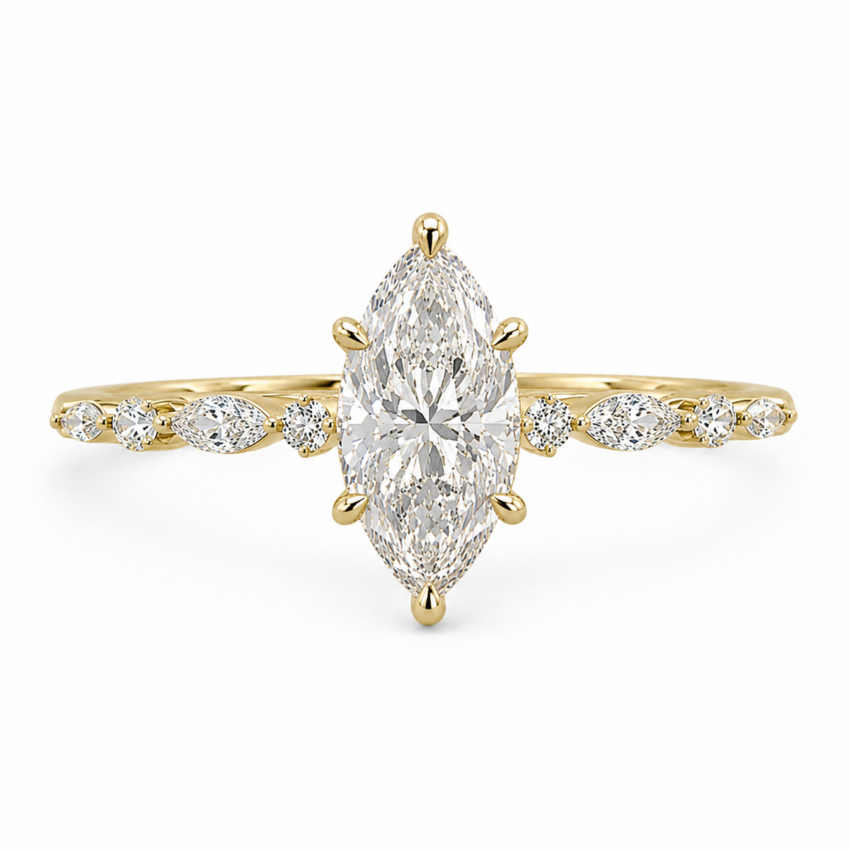 14K Yellow Gold 4.01ctw Marquise Lab Grown Modern Diamond Engagement Ring