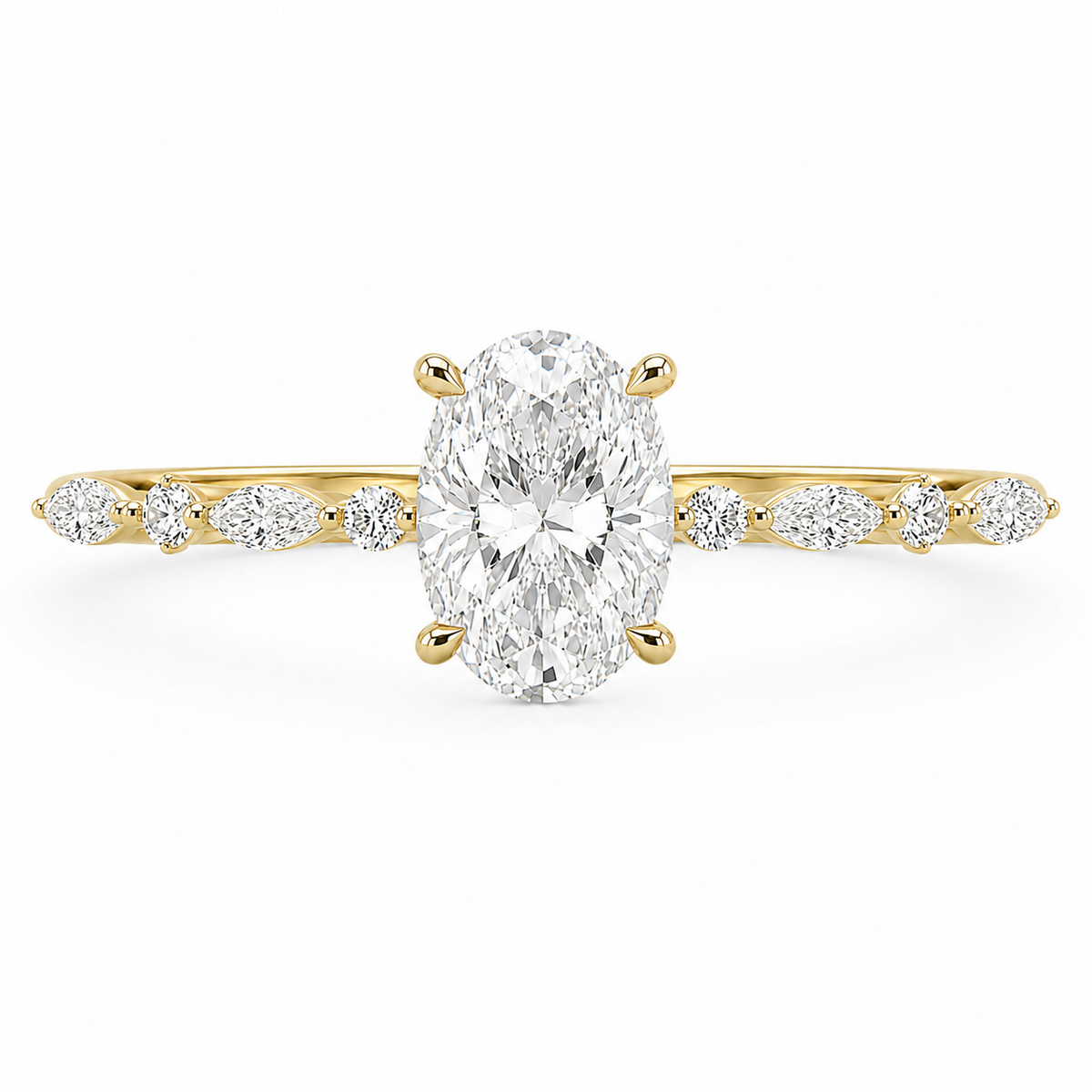 14K Yellow Gold 4.01ctw Oval Lab Grown Pave Diamond Engagement Ring