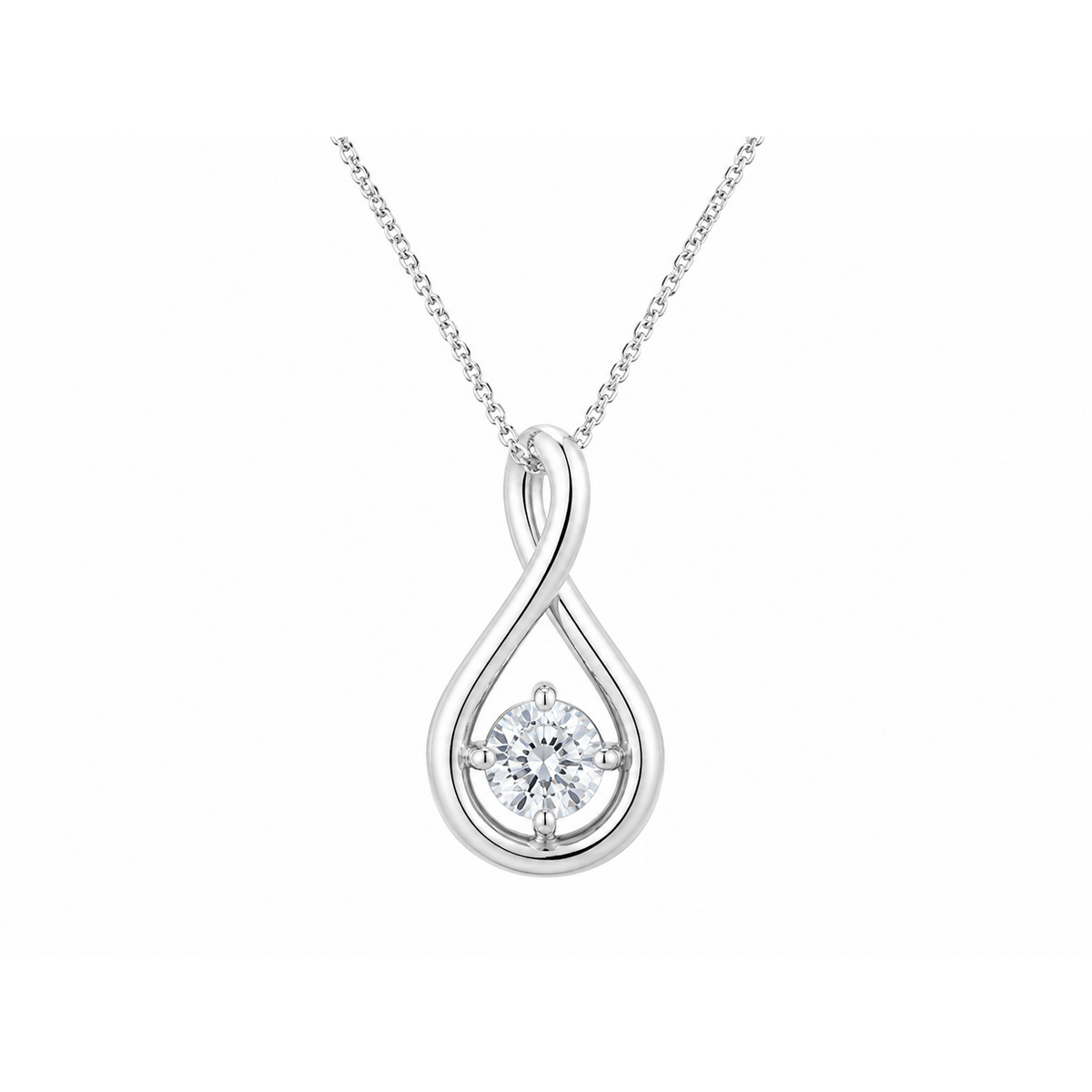 Drop 10K White Gold Round, Lab Grown, Diamond, Pendant