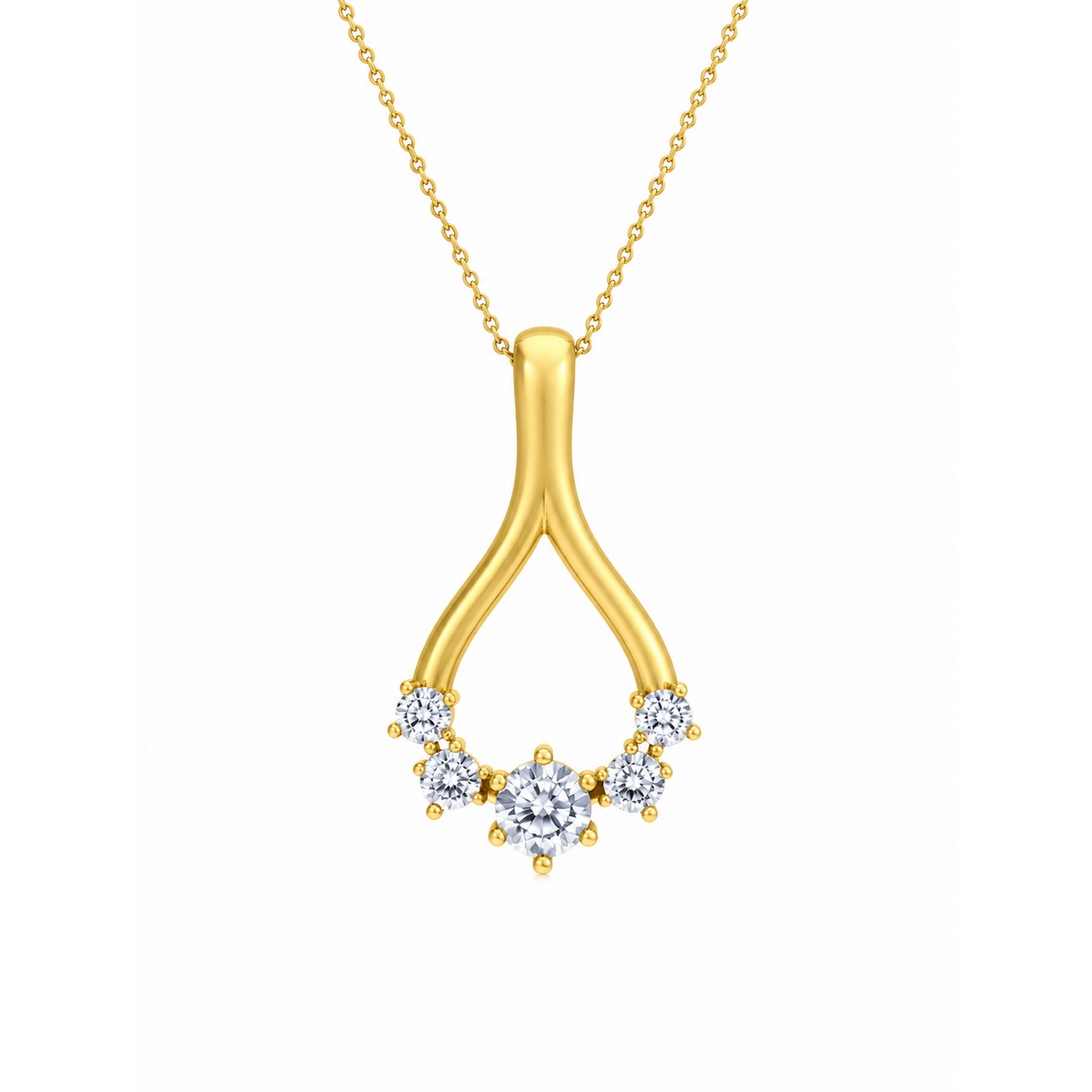 Drop 10K Yellow Gold Round, Lab Grown, Diamond, Pendant