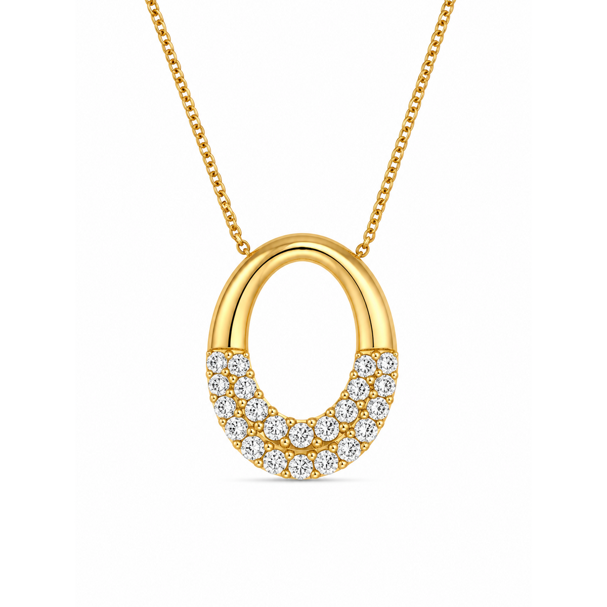 Drop 10K Yellow Gold Round, Lab Grown, Diamond, Pendant