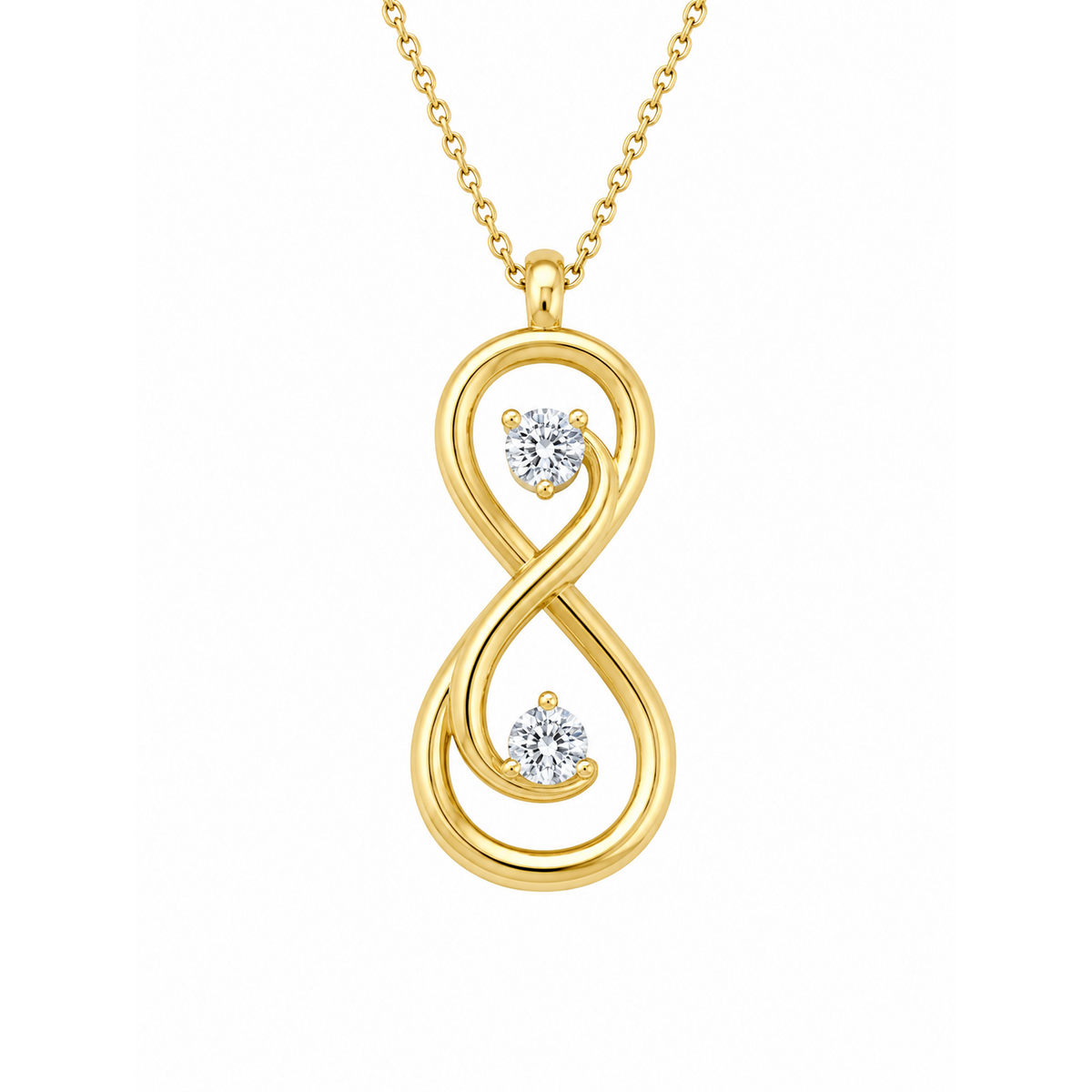 Free Form 10K Yellow Gold Round, Lab Grown, Diamond, Pendant