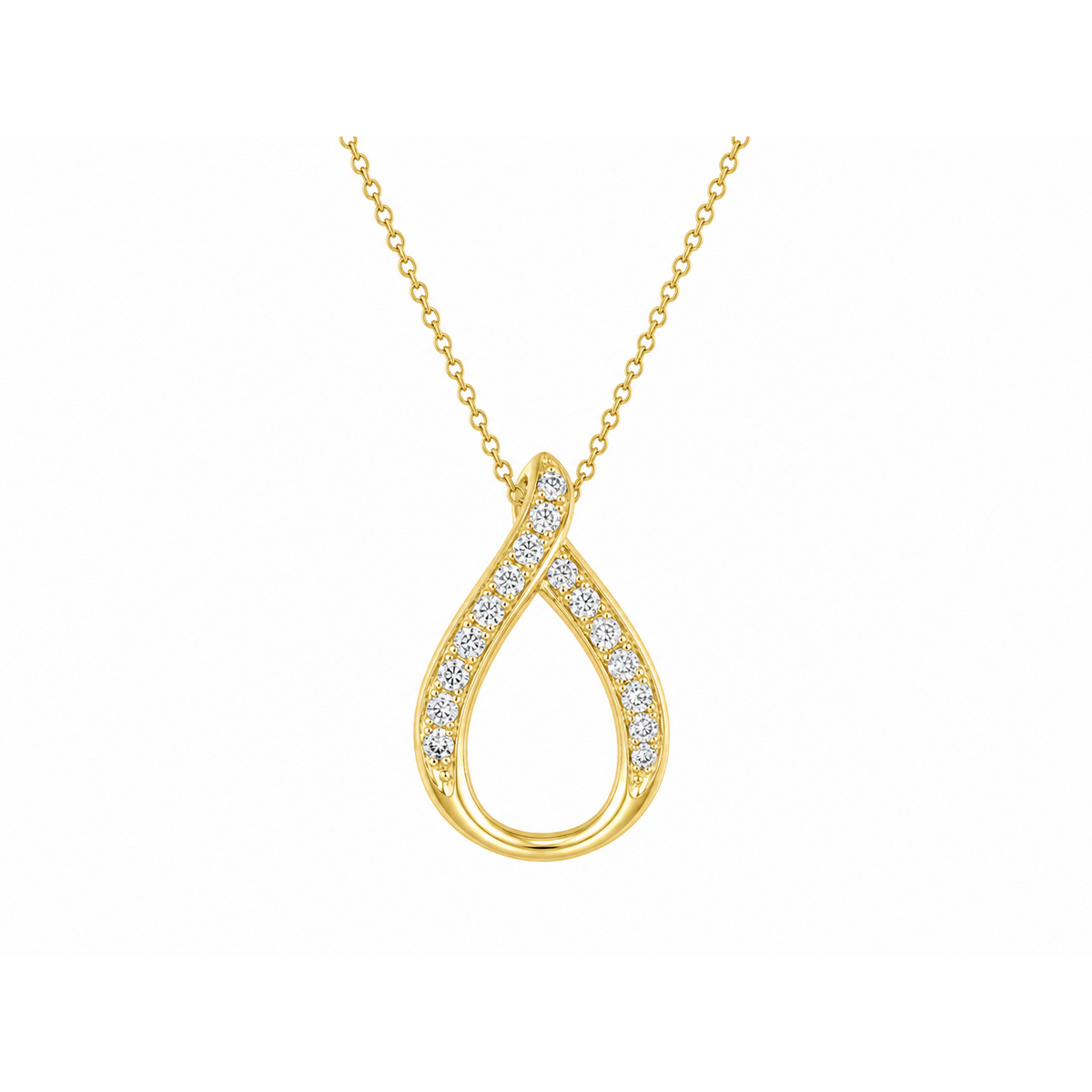 Free Form 10K Yellow Gold Round, Lab Grown, Diamond, Pendant