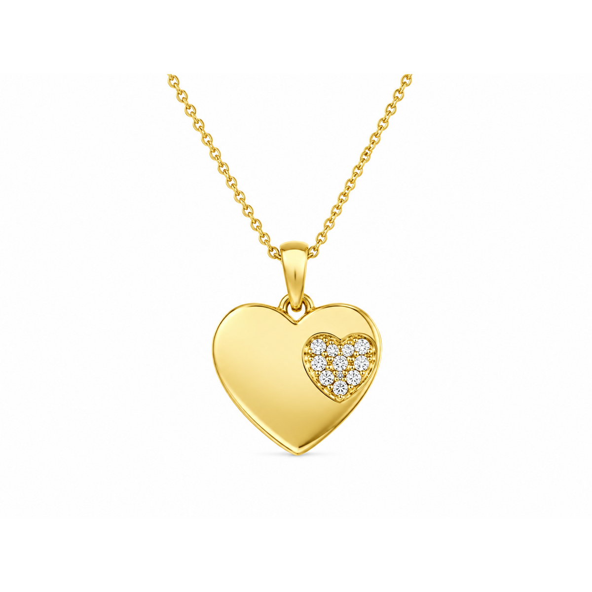 Heart 10K Yellow Gold Round, Lab Grown, Diamond, Pendant