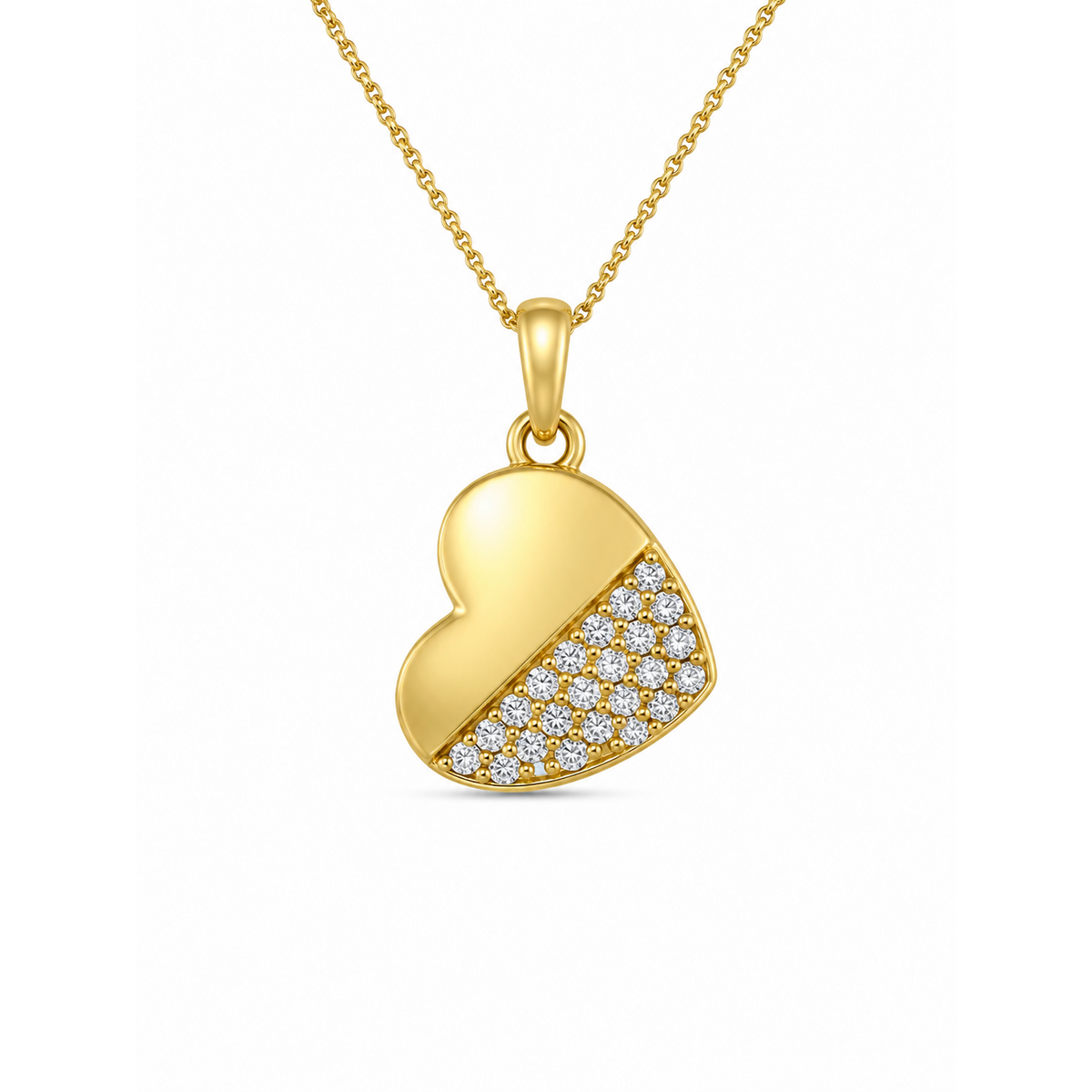Heart 10K Yellow Gold Round, Lab Grown, Diamond, Pendant