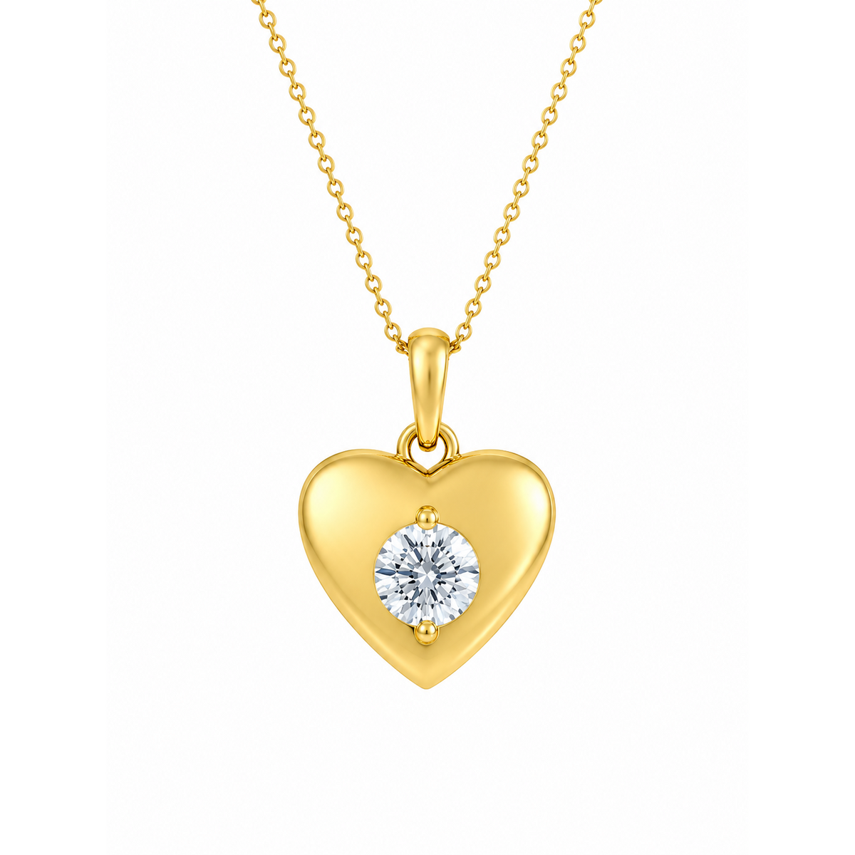Heart 10K Yellow Gold Round, Lab Grown, Diamond, Pendant