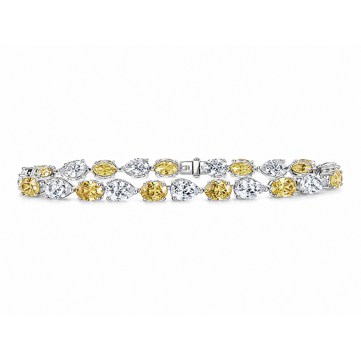 Tennis 14K White Gold Pear 8.80, Lab Grown, Diamond, Bracelet