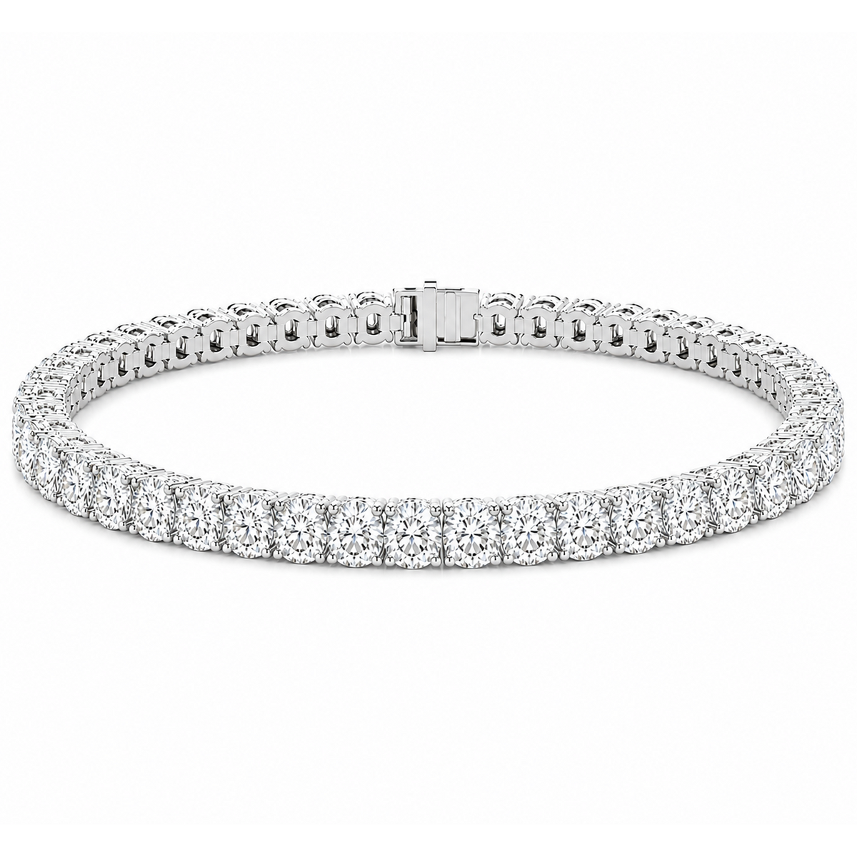 Tennis 14K White Gold Round 10.00, Lab Grown, Diamond, Bracelet