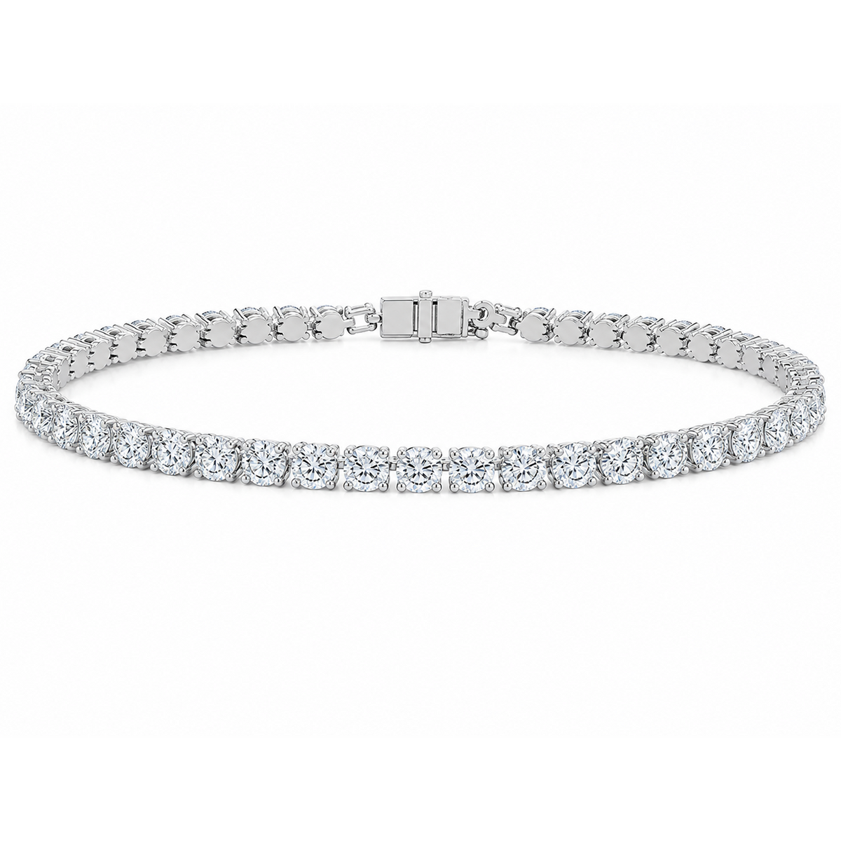 Tennis 14K White Gold Round 5.00, Lab Grown, Diamond, Bracelet