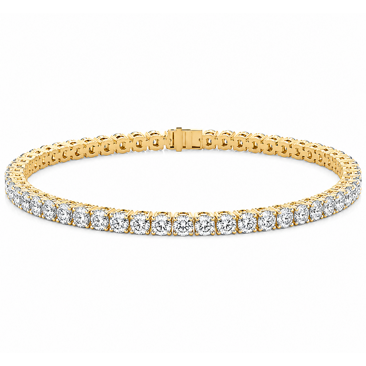 Tennis 14K Yellow Gold Round 6.50, Lab Grown, Diamond, Bracelet